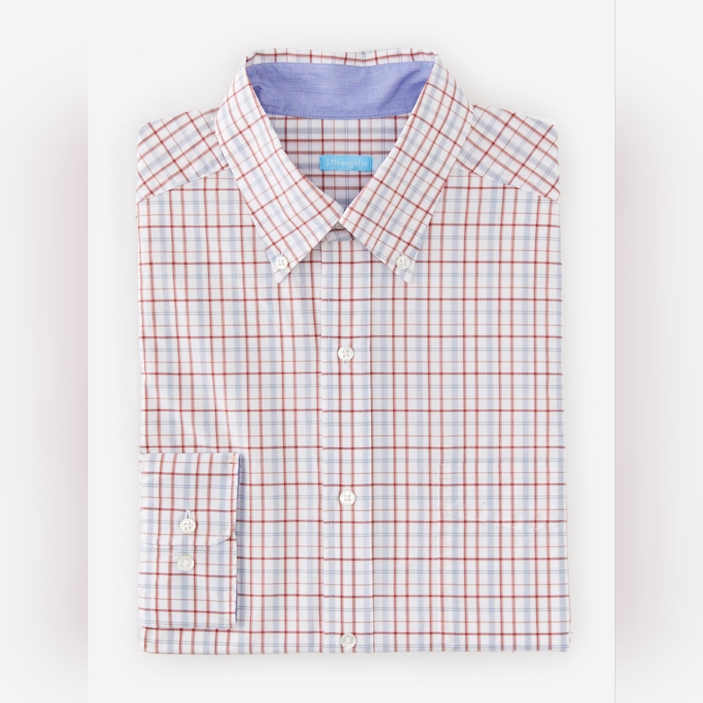 Collis Classic Fit Red White Blue Plaid Button Down Small NWT